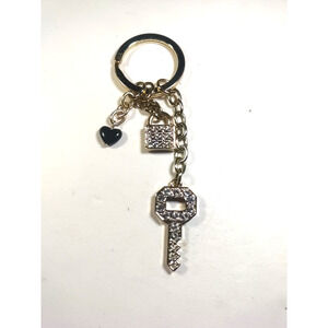 Bling keychain Rhinestones Gold Tone Soft Metal